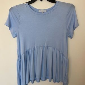 GAZE Short Sleeve Ruffle Top | Size: Medium| Color: Blue